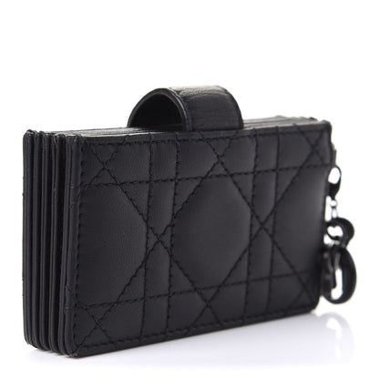 Christian Dior Ultra Matte Calfskin Cannage Lady Dior 5-Gusset Card Holder Black 3 of 11