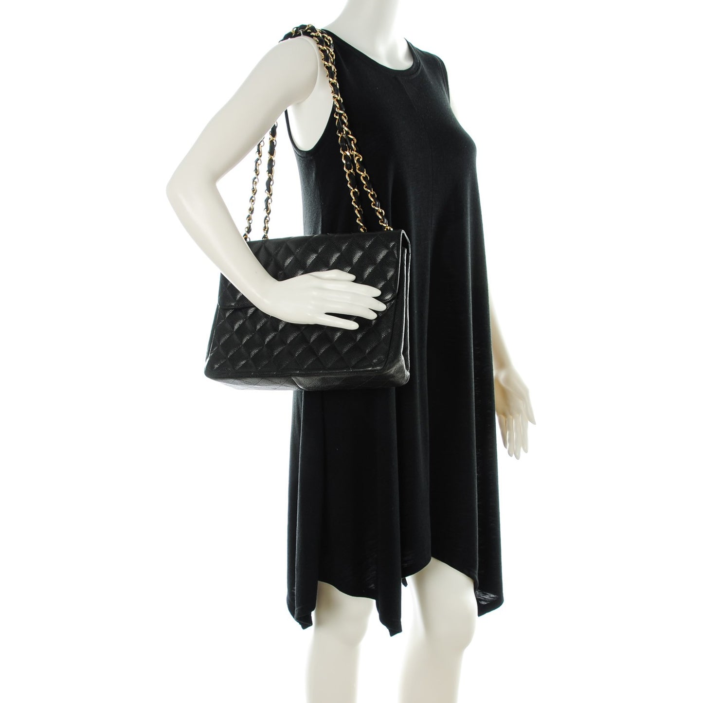 Caviar Quilted Jumbo Single Flap Black