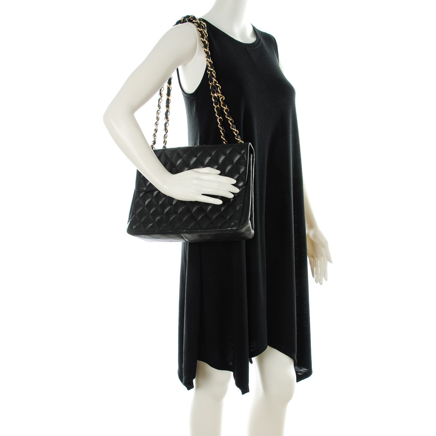 Chanel Caviar Quilted Jumbo Single Flap Black 2 of 8
