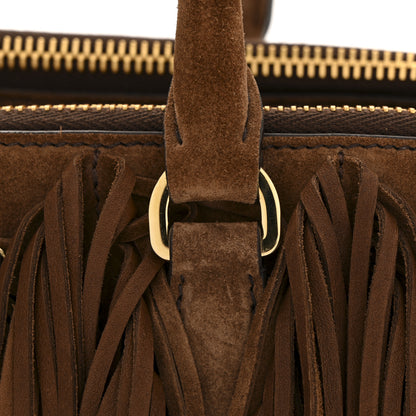 Prada Suede Fringe Galleria Medium Double Zip Tote Cocoa Brown 11 of 13