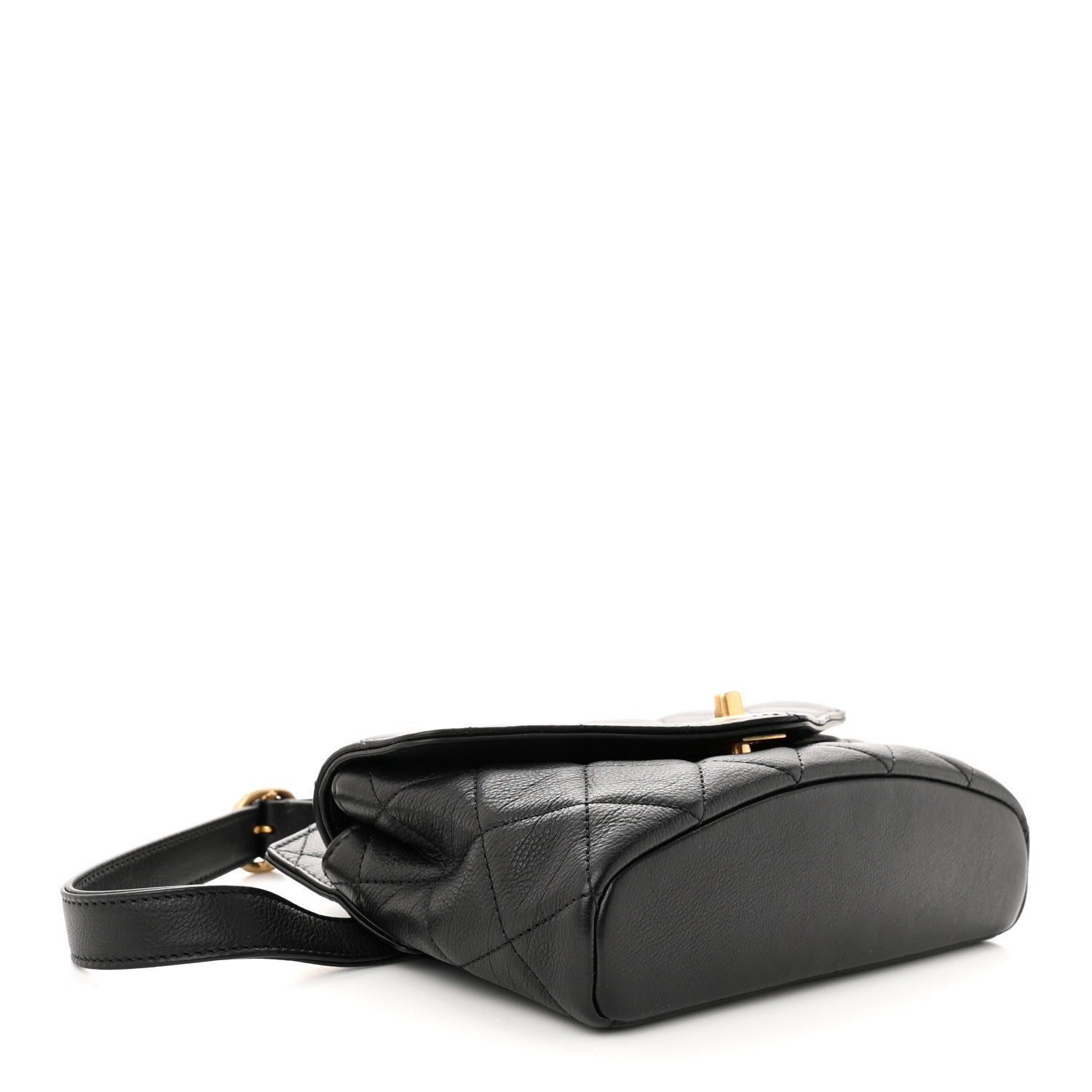 Chanel Calfskin Quilted Carry With Chic Flap Waist Bag With Chain Black 4 of 10