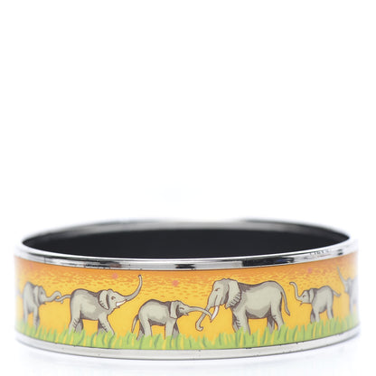 Hermes Enamel Printed Elephants Grazing Wide Bracelet 70 3 of 7