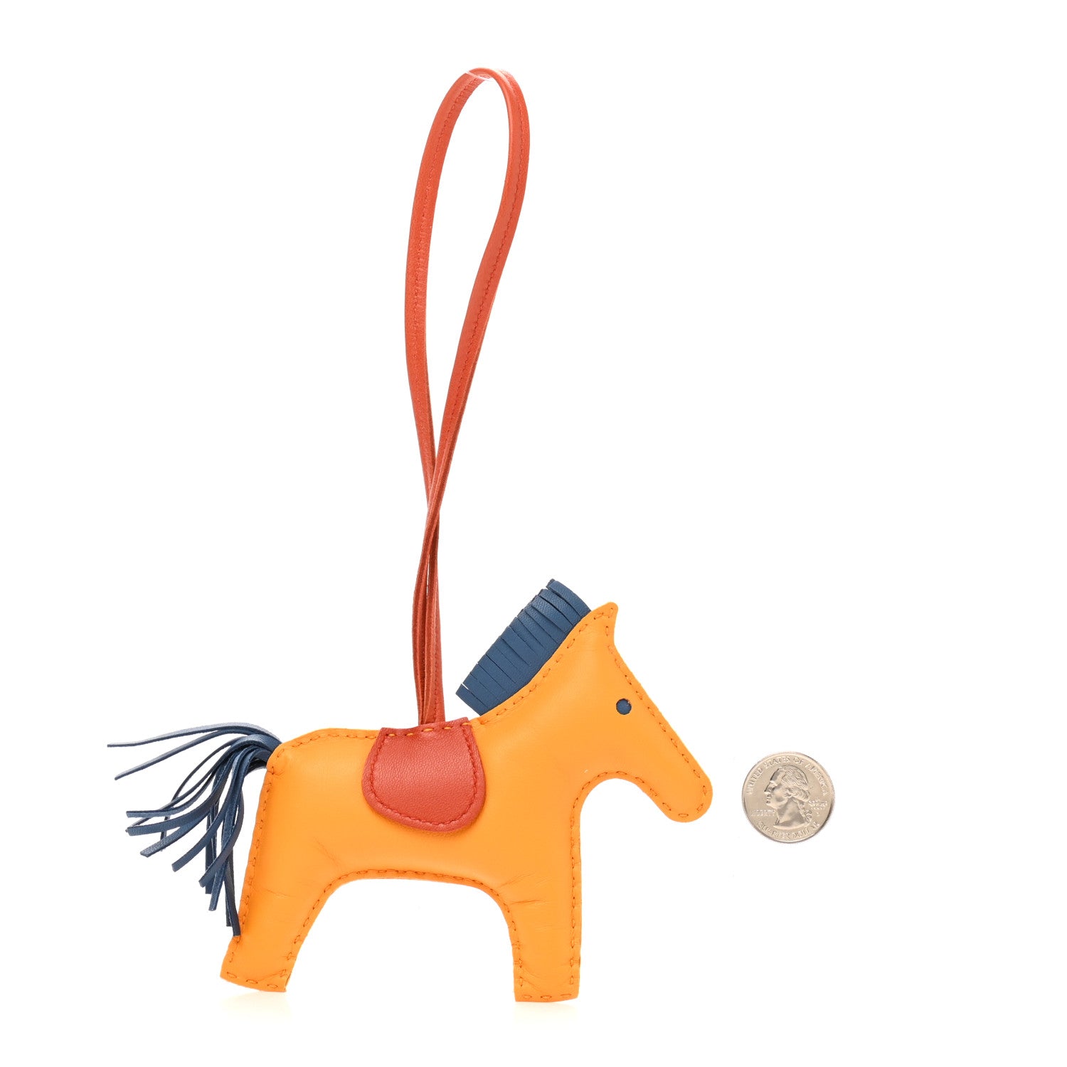 Hermes Milo Lambskin Grigri Rodeo Horse Bag Charm MM Jaune D'Or Bleu Agate Cornaline 2 of 4
