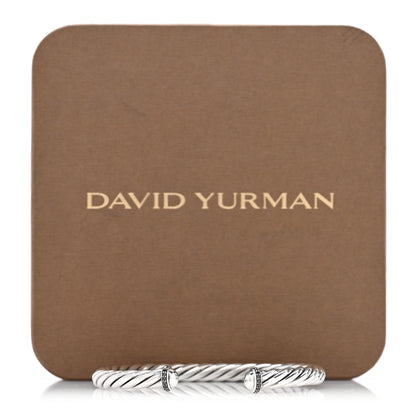 David Yurman Sterling Silver Black Diamond 6mm Cable Cuff Bracelet 4 of 4
