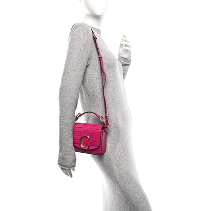 Chloe Calfskin Crocodile Embossed Mini C Bag Pink 2 of 12
