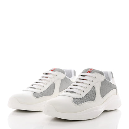 Prada Vitello Soft Mesh Mens America's Cup Sneakers 9 White Argento 3 of 9