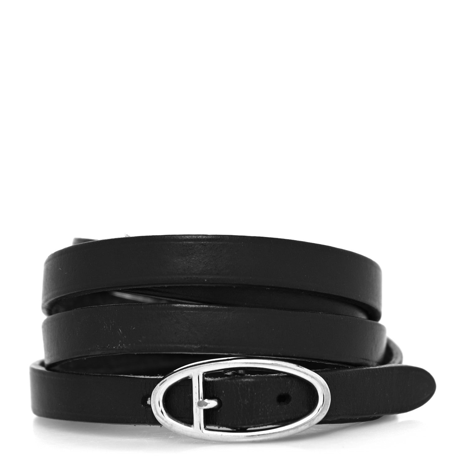 Hermes Chamonix Hapi 3MM Triple Tour Wrap Bracelet Black 1 of 5