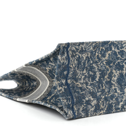 Christian Dior Canvas Embroidered Large Brocart Book Tote Blue 9 of 11