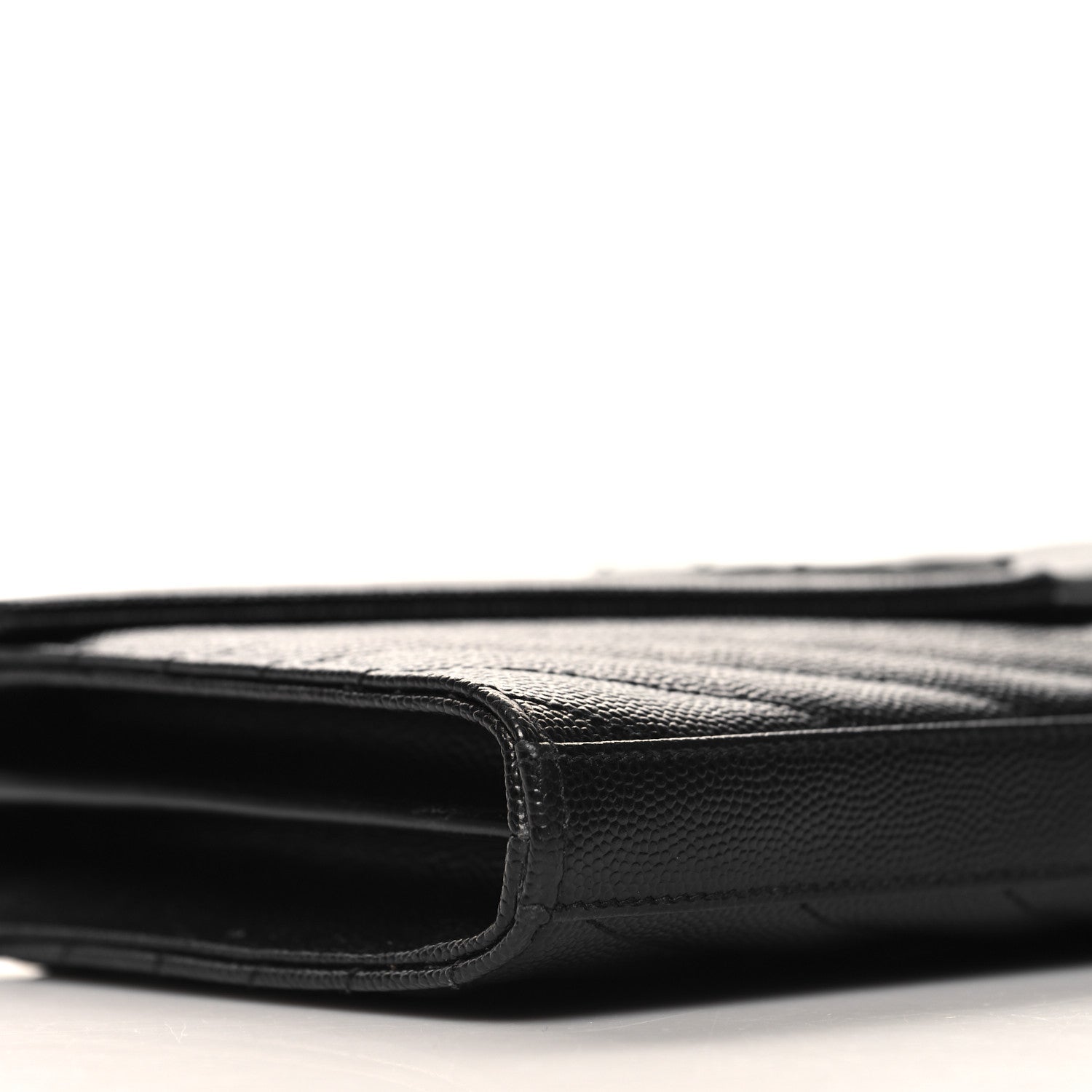 Saint Laurent Grain De Poudre Matelasse Chevron Monogram Monochrome Chain Wallet Black 9 of 13