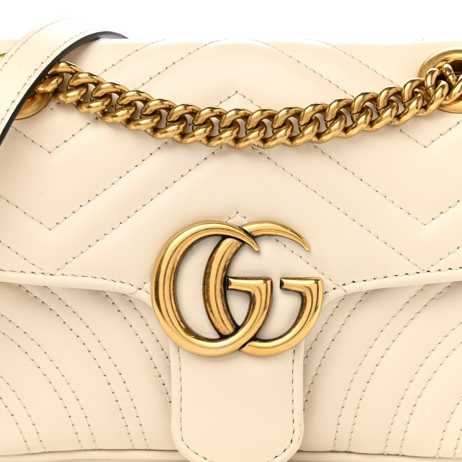 Gucci Calfskin Matelasse Mini GG Marmont Shoulder Bag White 8 of 11
