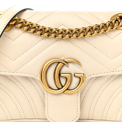 Gucci Calfskin Matelasse Mini GG Marmont Shoulder Bag White 8 of 11