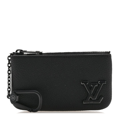 Louis Vuitton Grained Calfskin Aerogram Key Pouch Black 1 of 6
