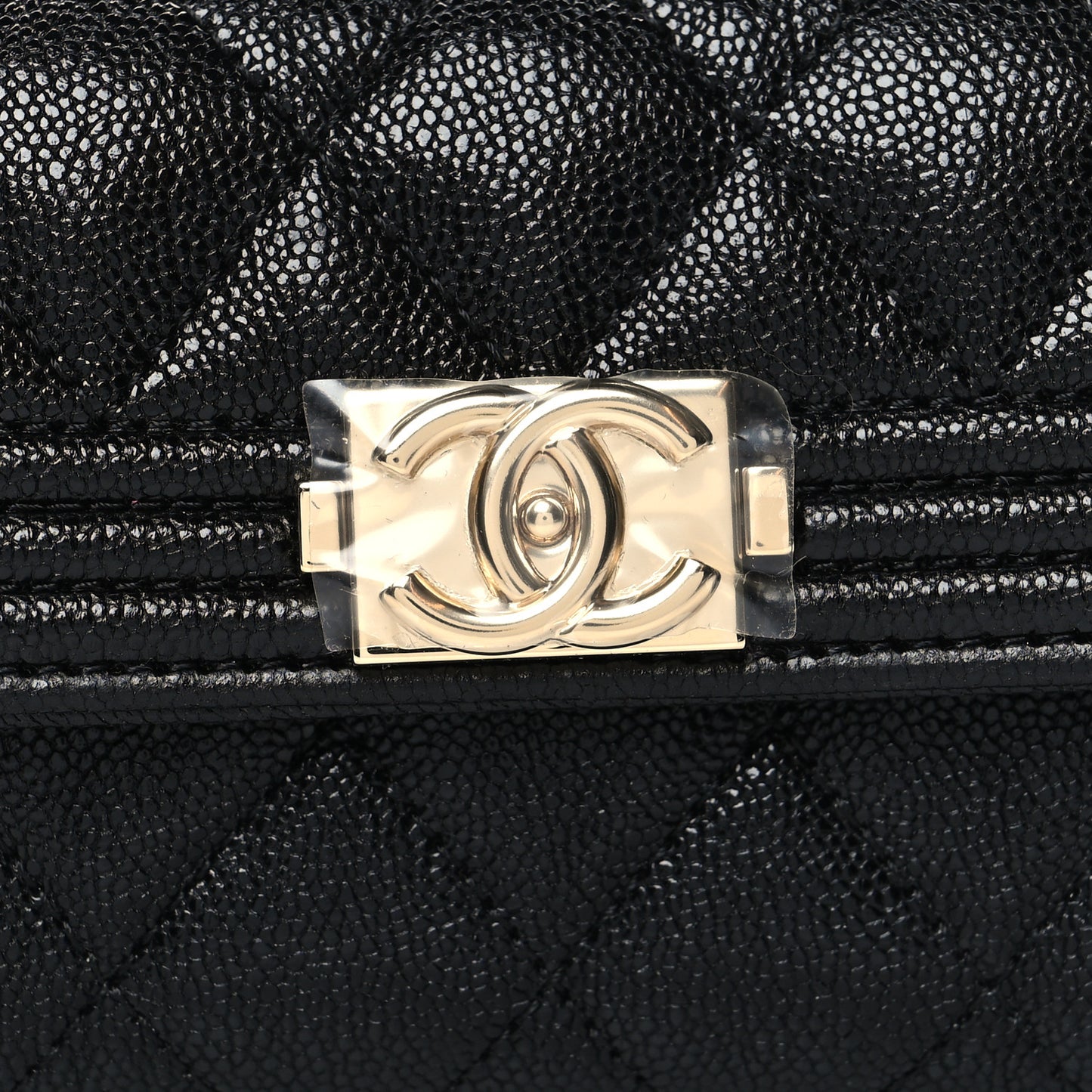 Caviar Quilted Boy Flap Card Holder Black