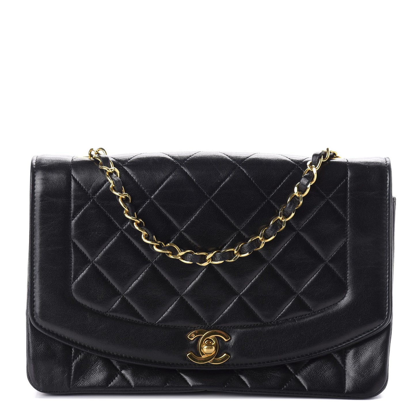 Lambskin Quilted Medium Single Flap Black