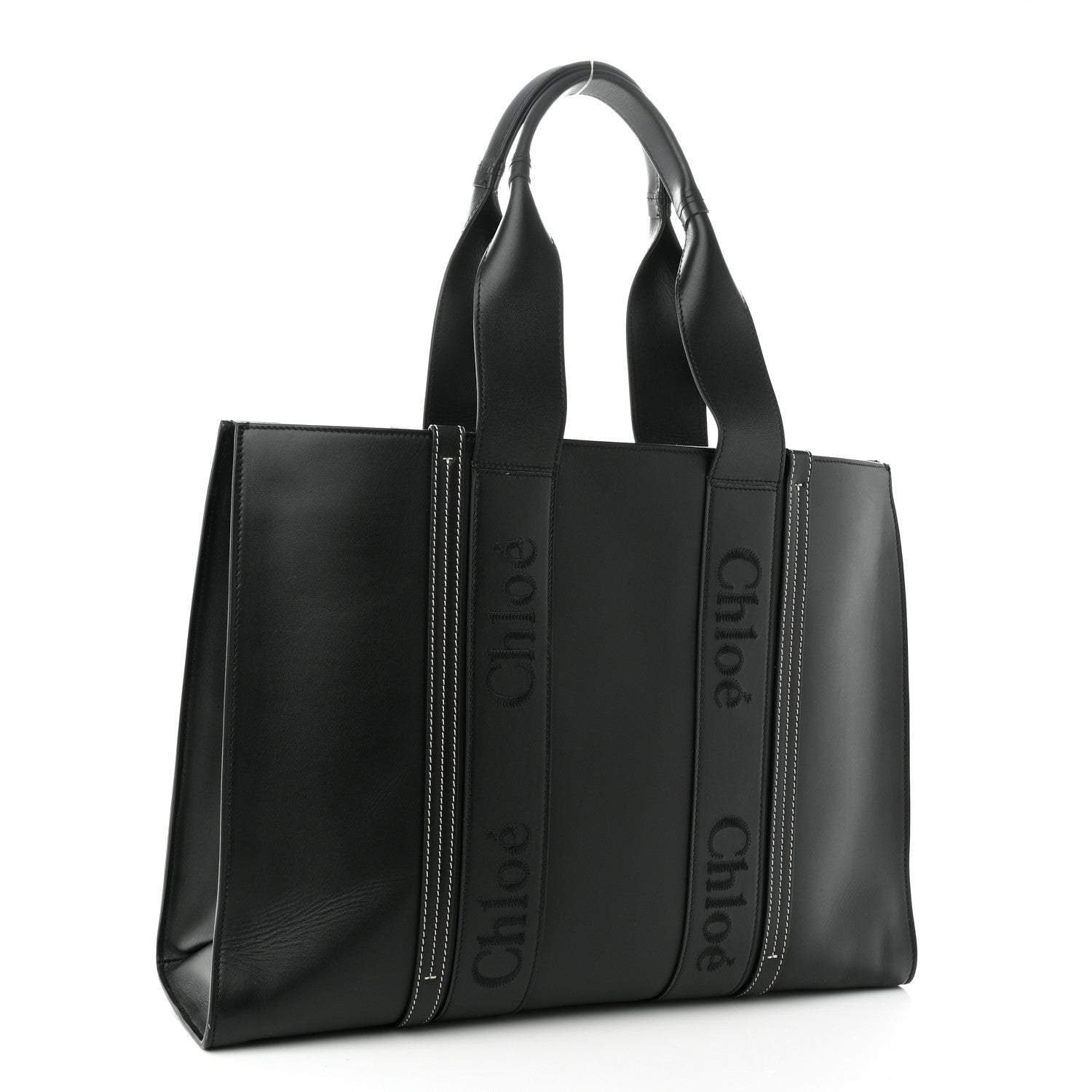 Chloe Calfskin Large Woody Tote Black 3 of 9