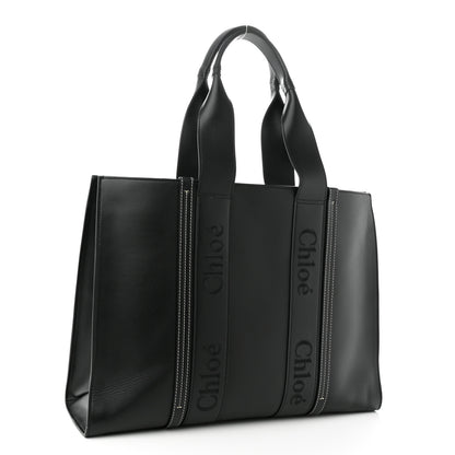 Chloe Calfskin Large Woody Tote Black 3 of 9