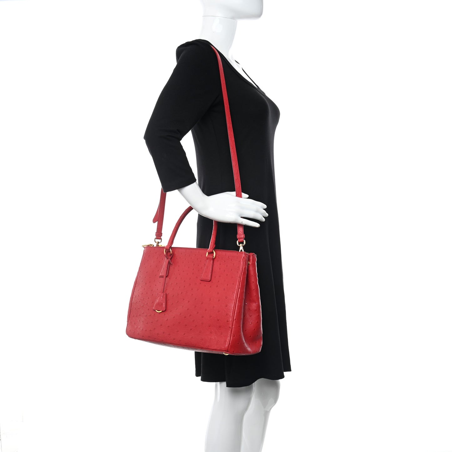 Ostrich Large Galleria Double Zip Tote Fuoco