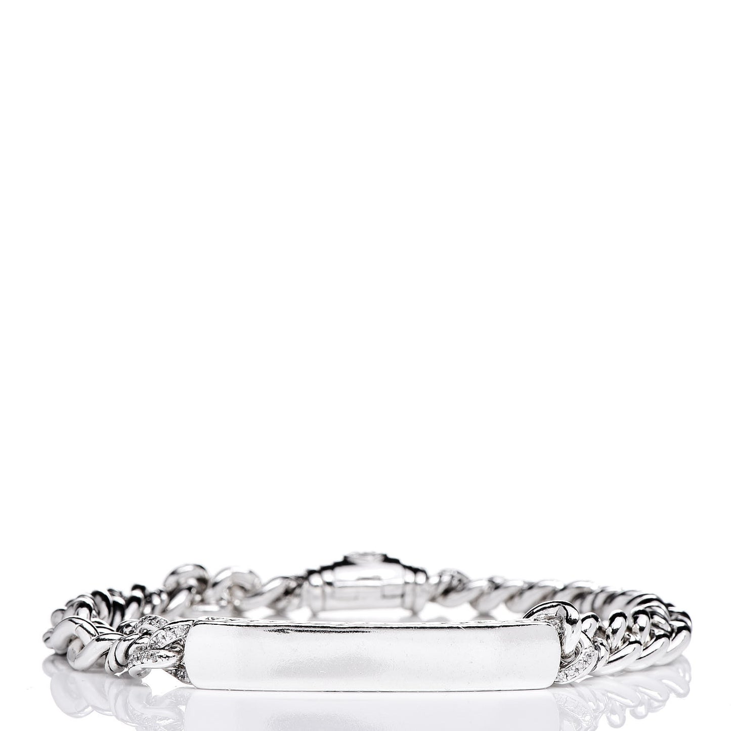 Sterling Silver Diamond 7mm Petite Pave Curb Link ID Bracelet