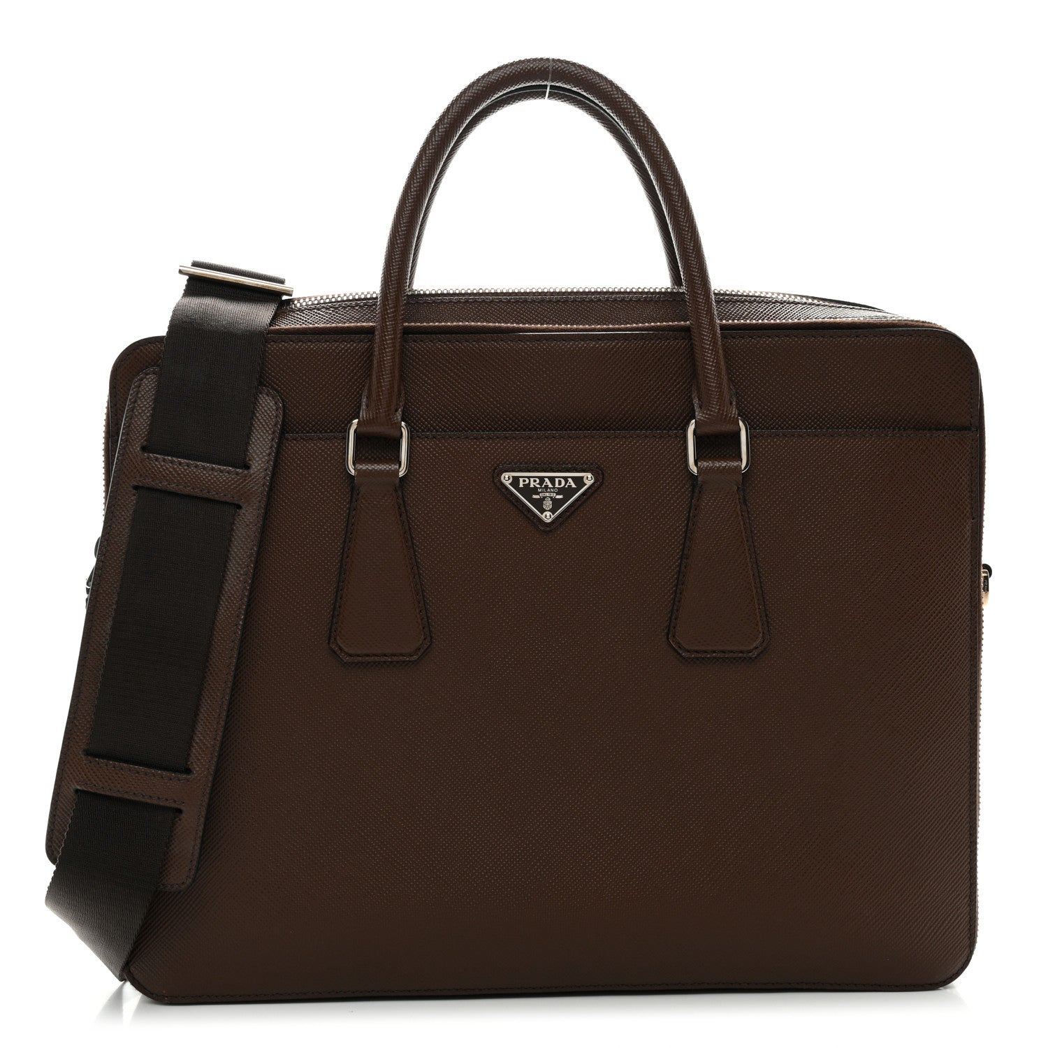 Prada Saffiano Travel Briefcase Cacao 1 of 10