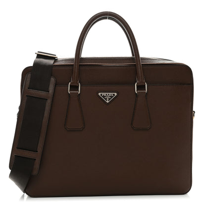 Prada Saffiano Travel Briefcase Cacao 1 of 10
