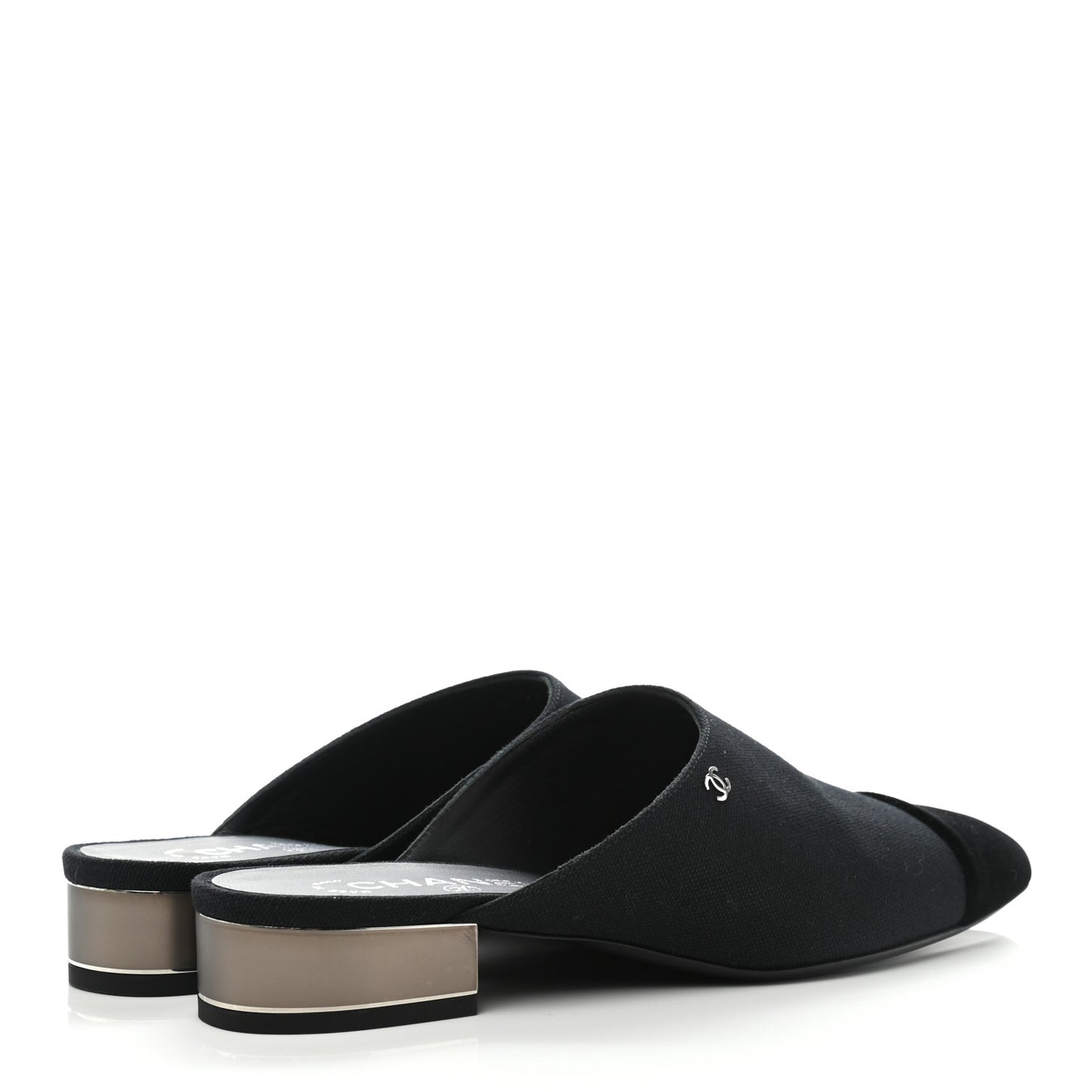 Fabric Velvet Cap Toe Mules 39.5 Black