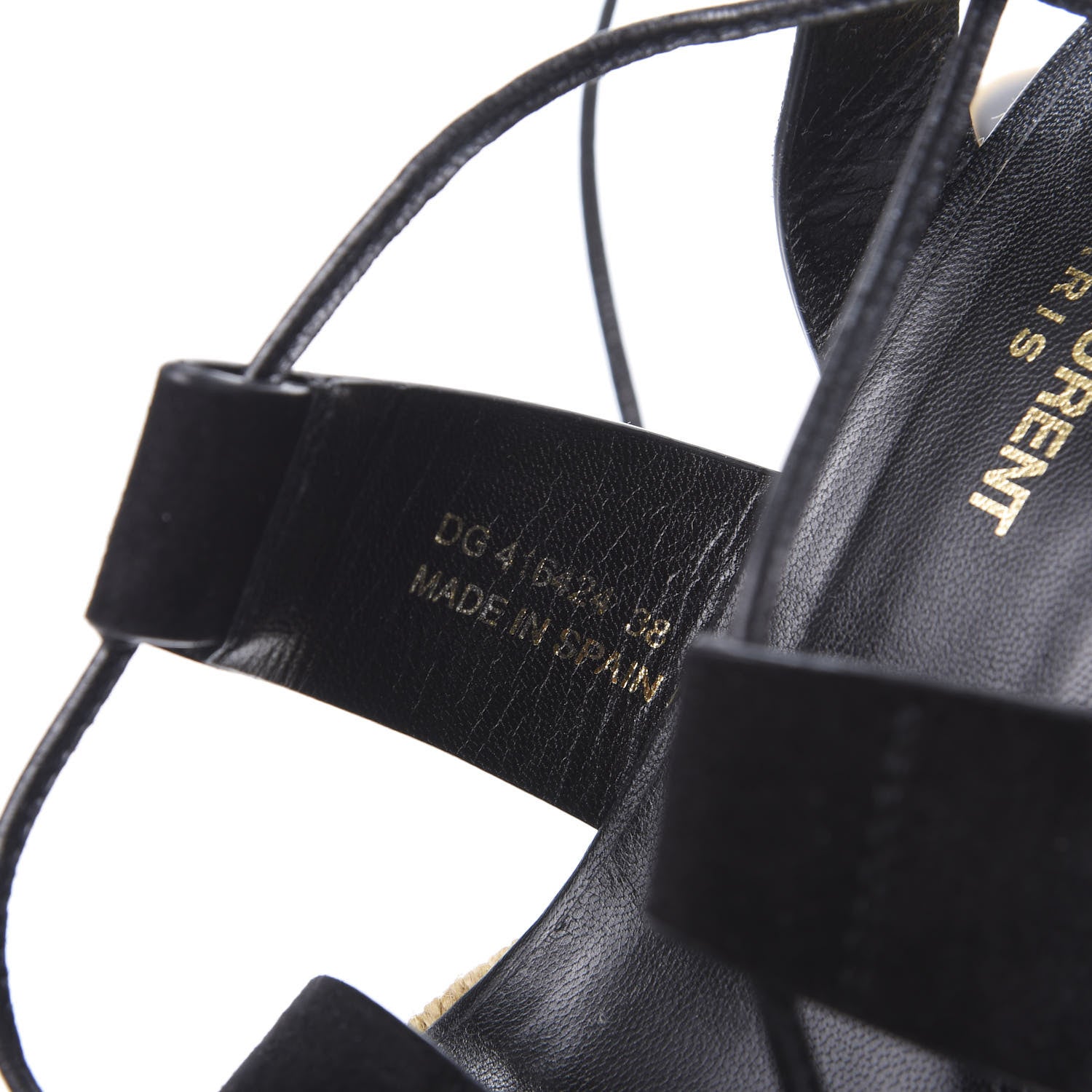 Saint Laurent Suede Espadrille Lace-Up Wedges 38 Black 8 of 8