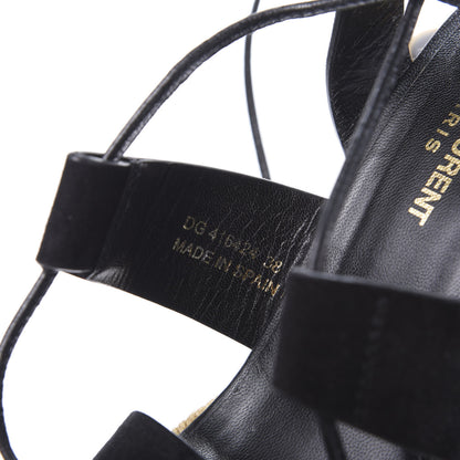 Saint Laurent Suede Espadrille Lace-Up Wedges 38 Black 8 of 8