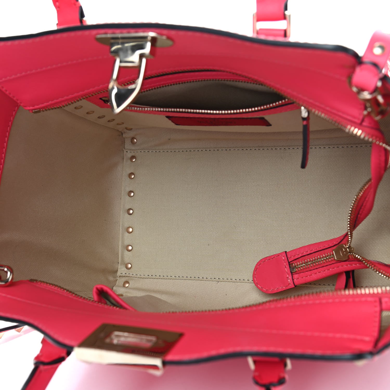 Valentino Garavani Vitello Small Rockstud Double Handle Tote Raspberry 4 of 4