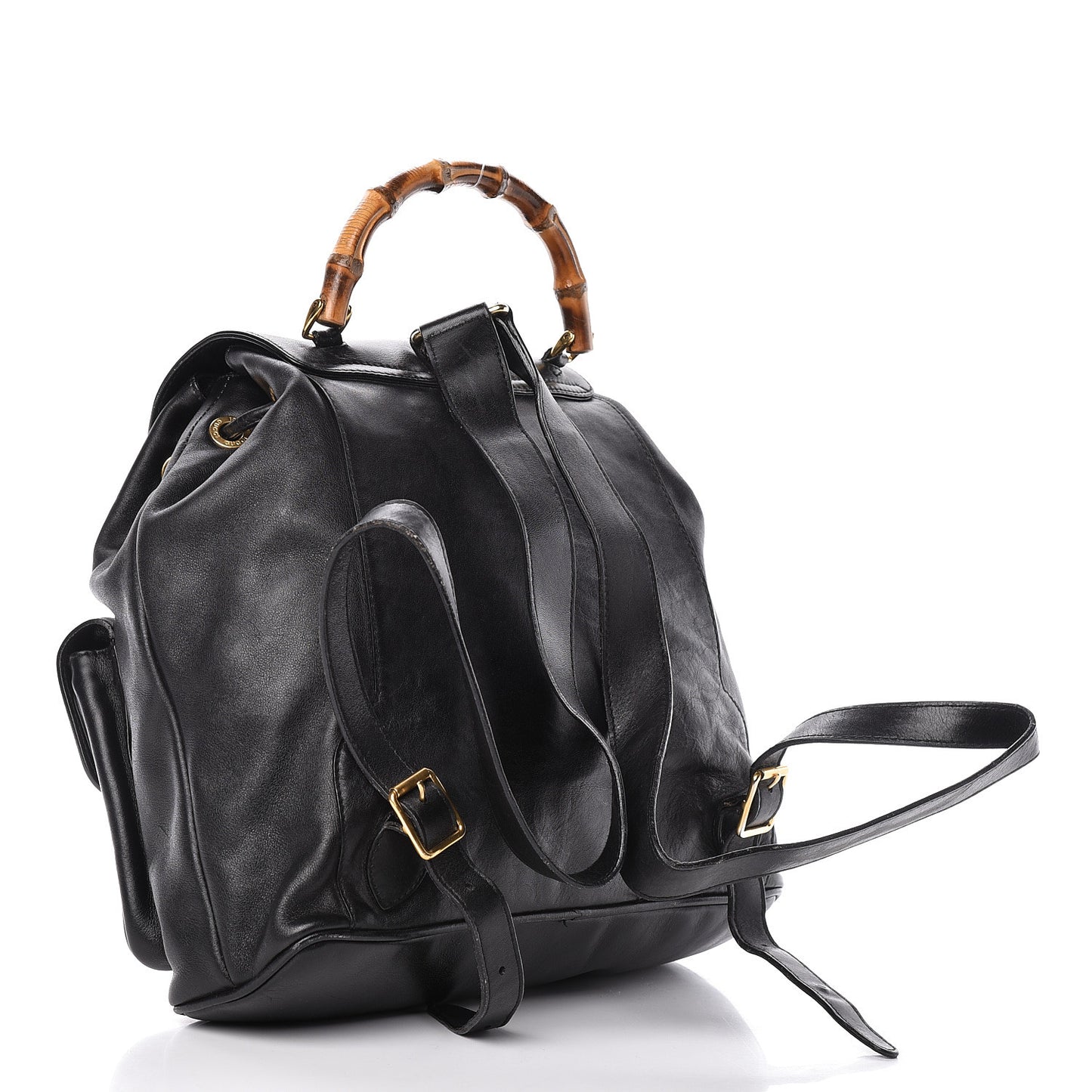 Calfskin Bamboo Backpack Black