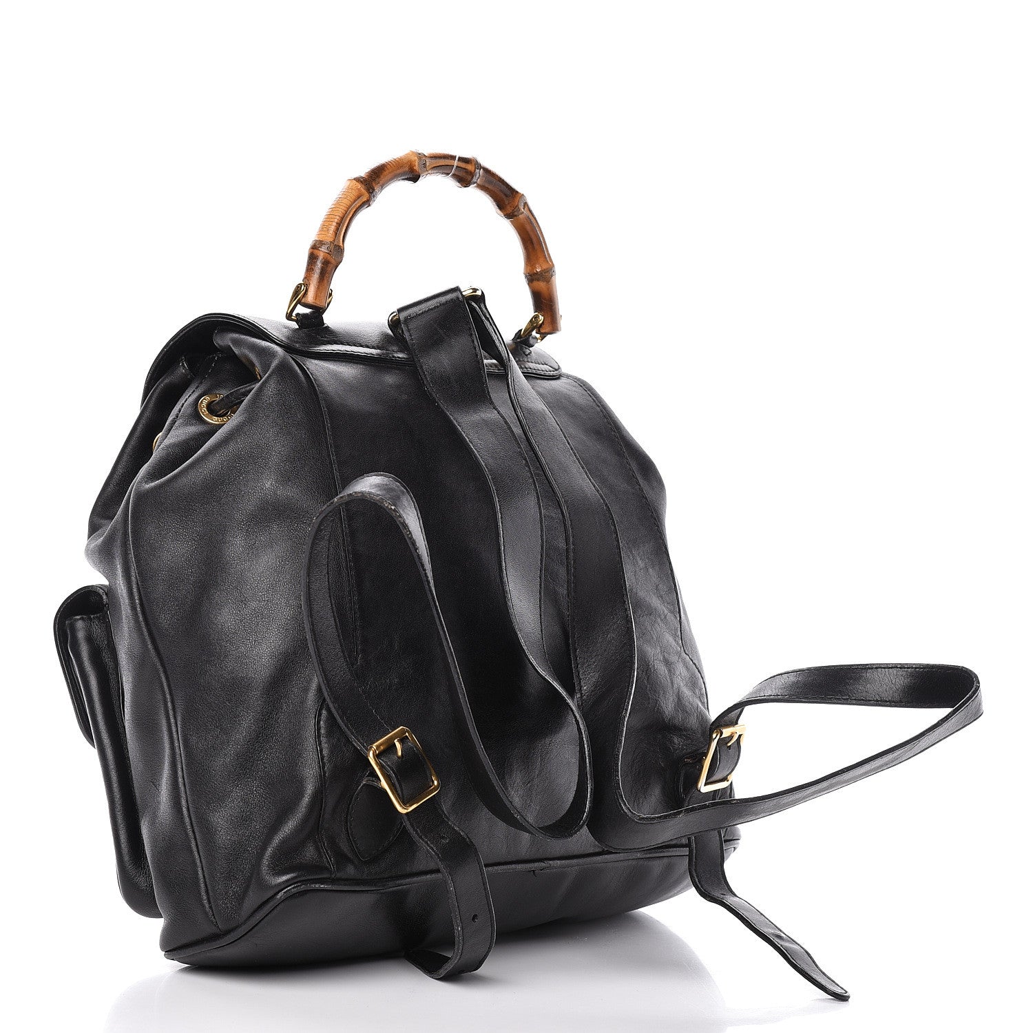 Gucci Calfskin Bamboo Backpack Black 3 of 16