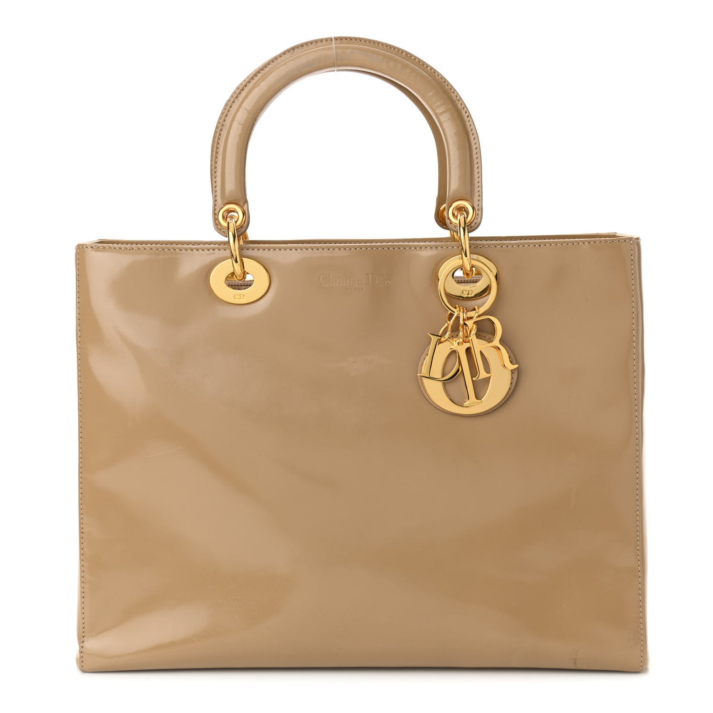 Patent Large Lady Dior Beige