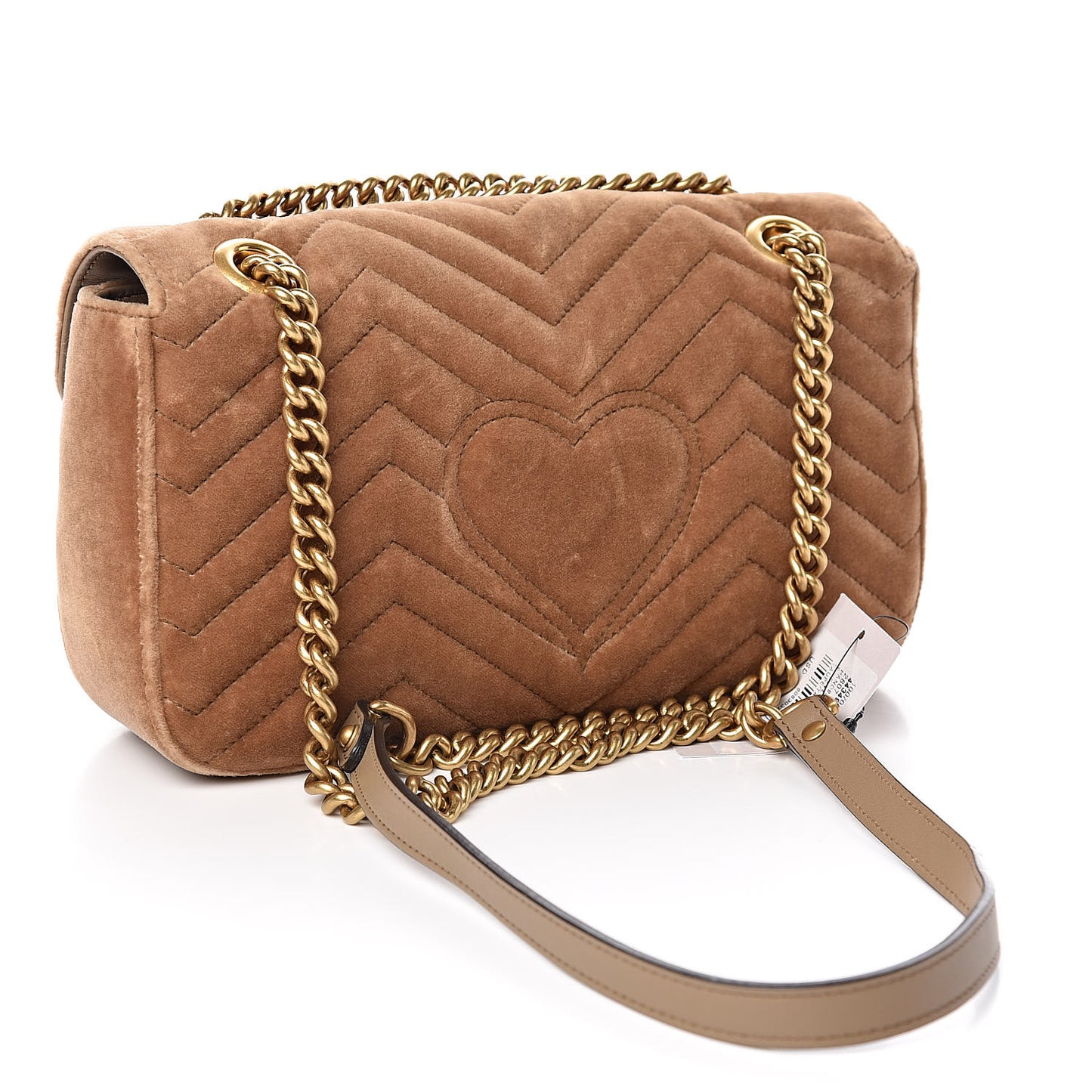 Velvet Matelasse Small GG Marmont Shoulder Bag Taupe