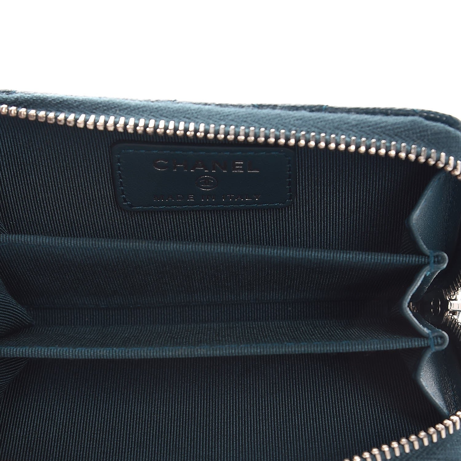 Chanel Caviar Quilted Zip Coin Purse Dark Green 5 of 8