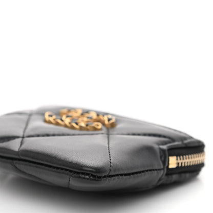 Chanel Lambskin Quilted Chanel 19 Zip Card Holder Wallet Black 9 of 10