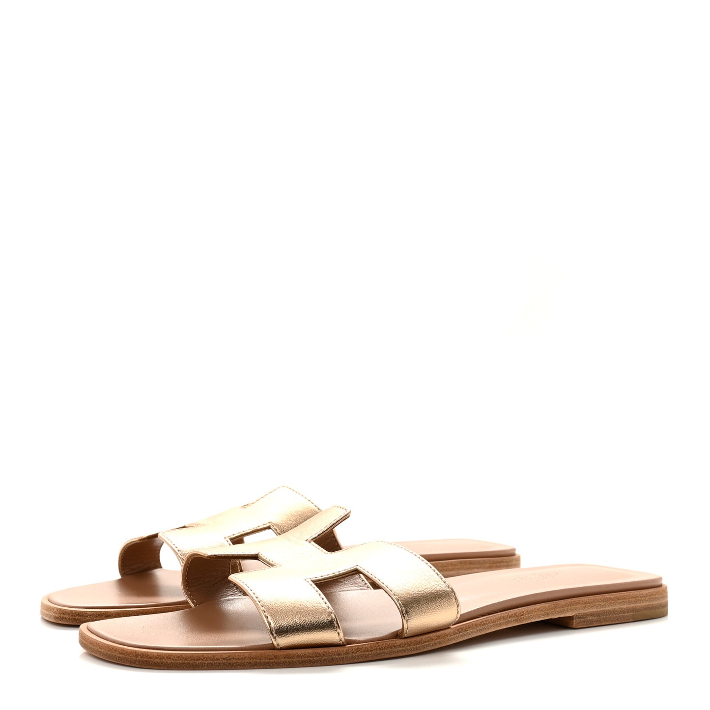 Metallic Nappa Oran Sandals 39.5 Rose Dore