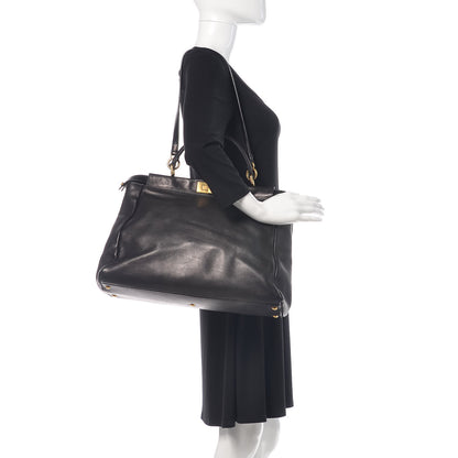 Fendi Vitello Saddle Large Peekaboo Iconic Satchel Black 2 of 10