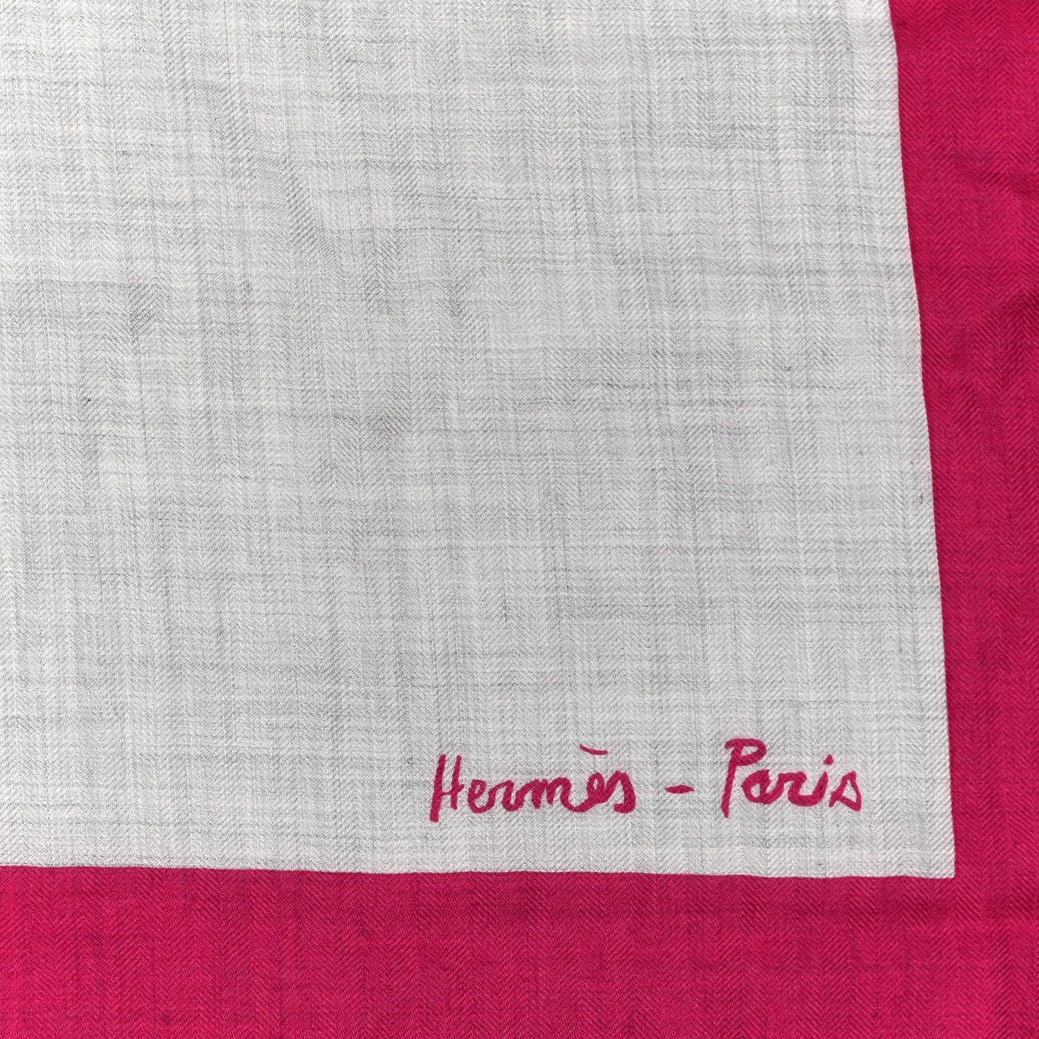 Hermes Cashmere Silk Chevaux Au Pre Shawl 140 Fuchsia Gris Chine Framboise 2 of 5