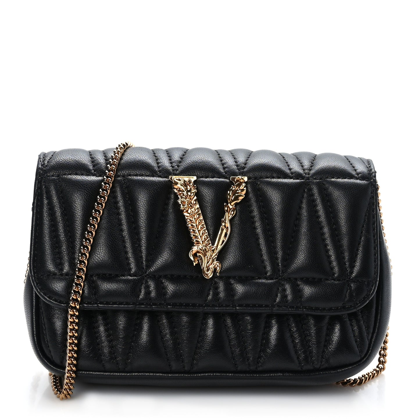 Nappa Quilted Virtus Evening Bag Black