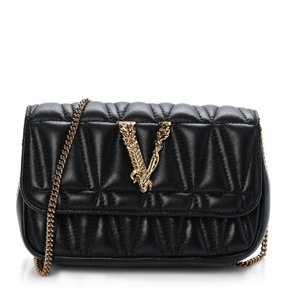 Versace Nappa Quilted Virtus Evening Bag Black 1 of 8