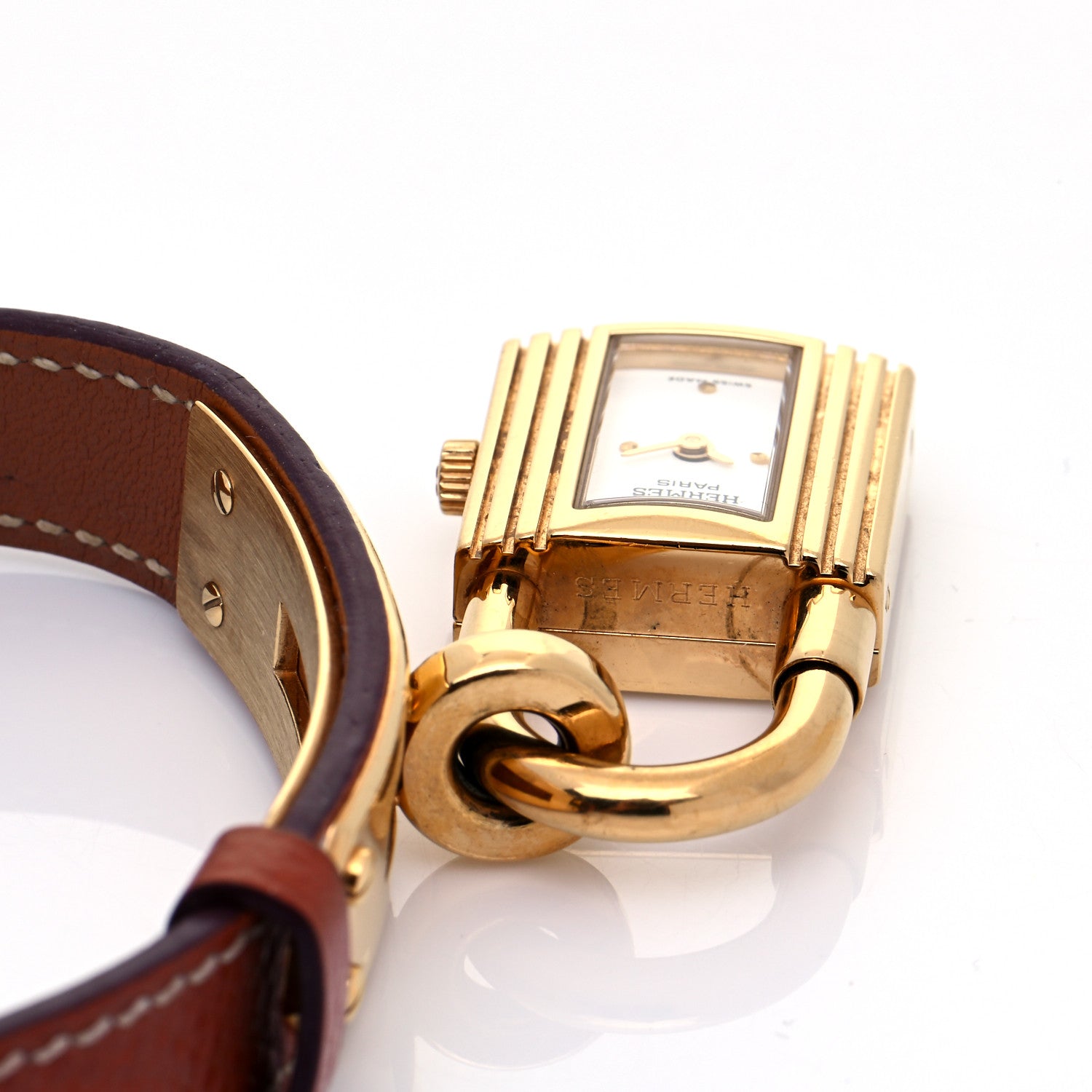 Hermes Stainless Steel Courchevel 20mm Kelly Cadena Quartz Watch Gold 5 of 8
