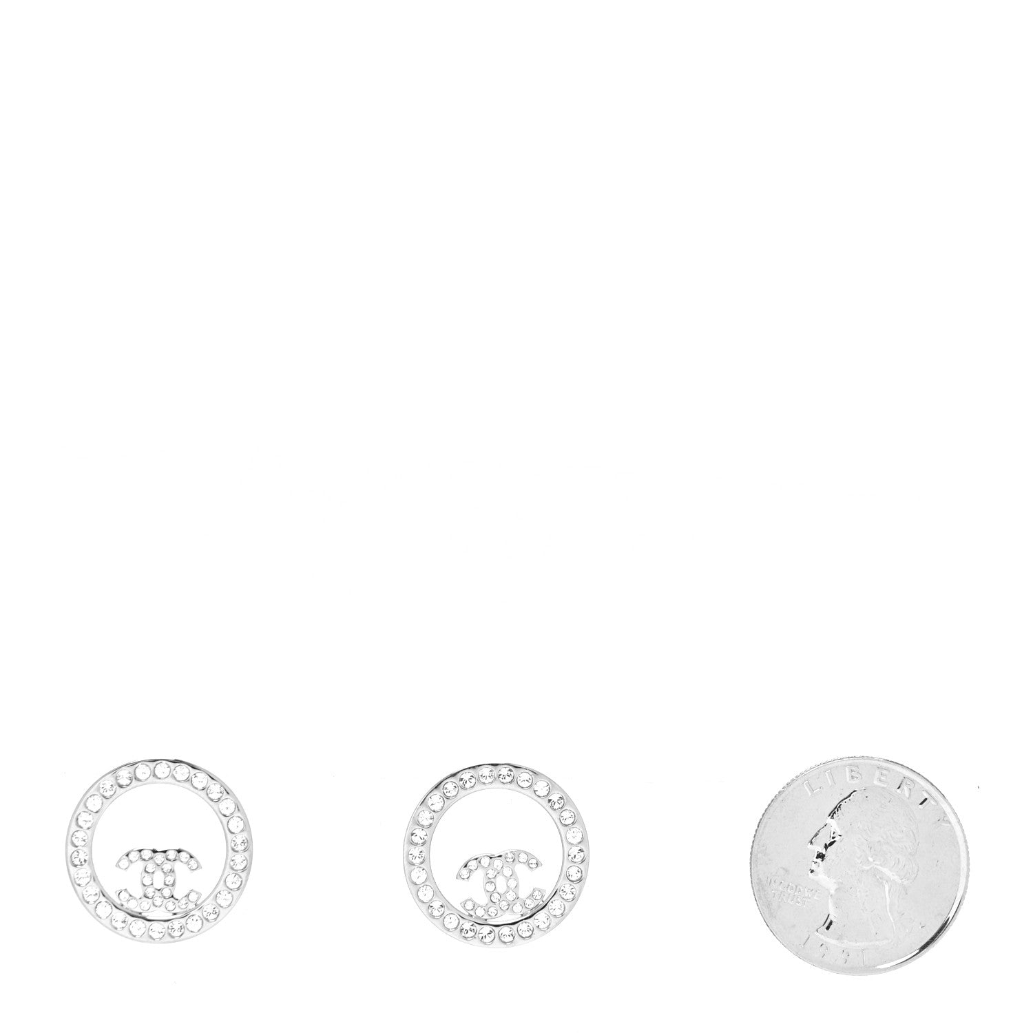 Chanel Crystal CC Round Earrings Silver 2 of 4