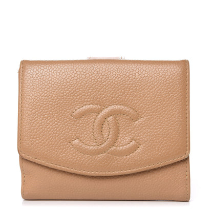 Chanel Caviar Timeless CC Compact French Wallet Beige 1 of 14