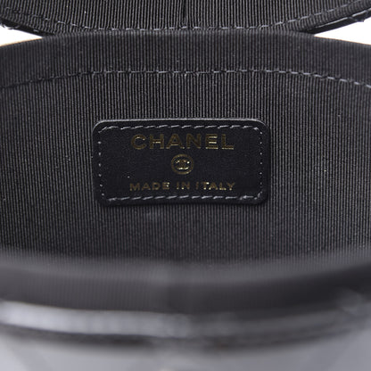 Chanel Patent Quilted Round Clutch With Chain Black 8 of 12