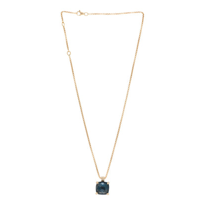 David Yurman 18K Yellow Gold Diamond Hampton Blue Topaz 14mm Chatelaine Pendant Necklace 3 of 4
