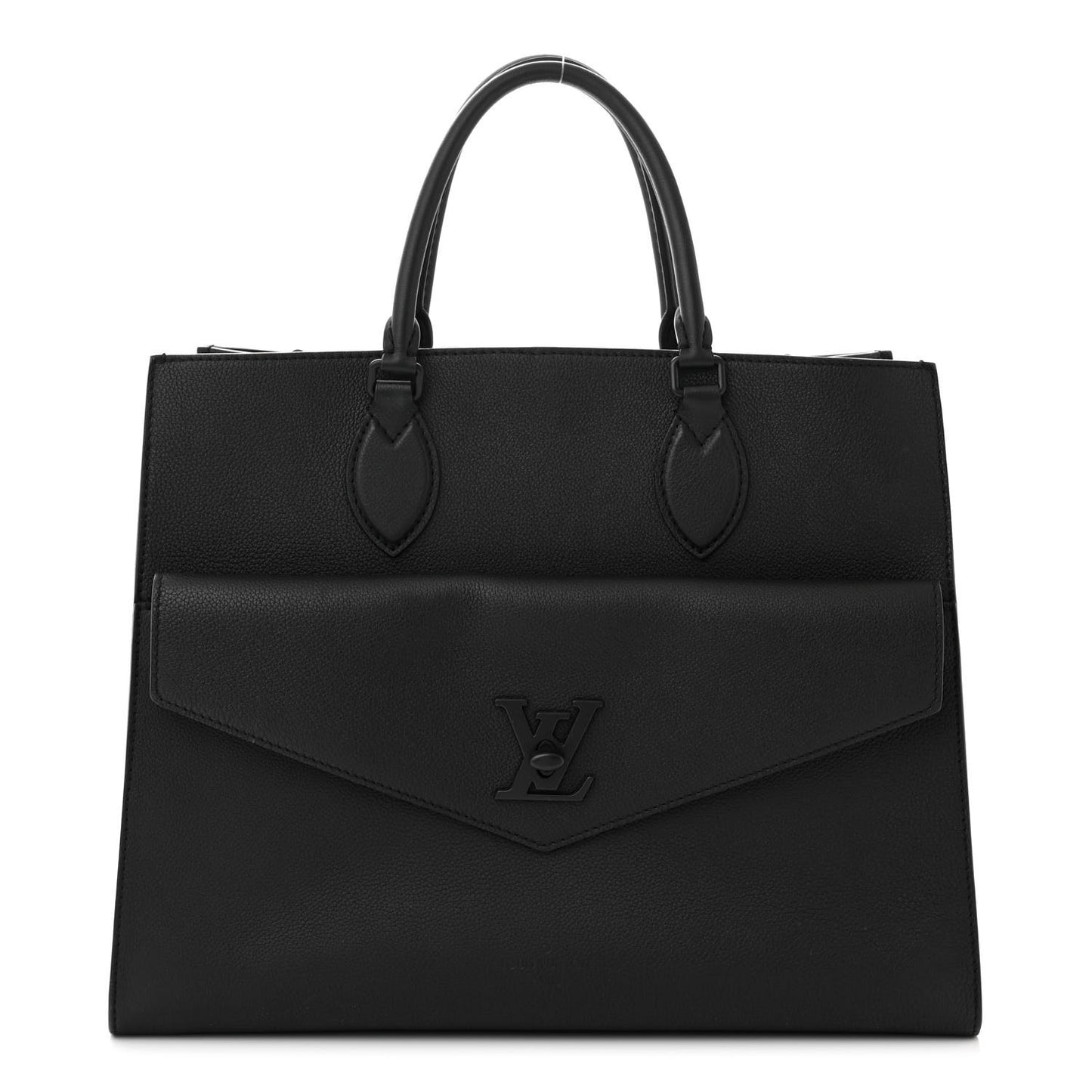 Soft Calfskin Lockme Tote MM Black
