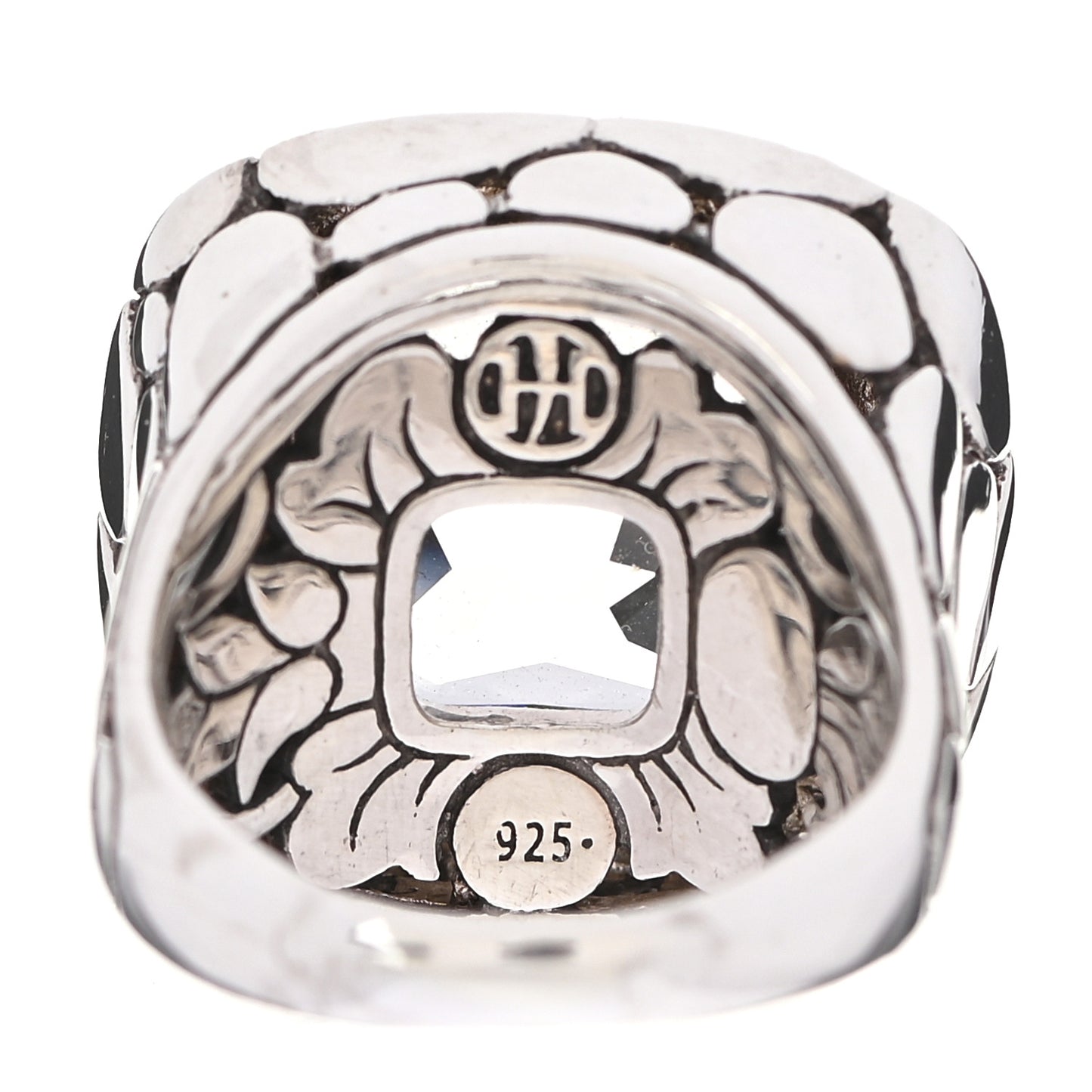 Sterling Silver White Topaz Batu Kali Square Ring 54 7