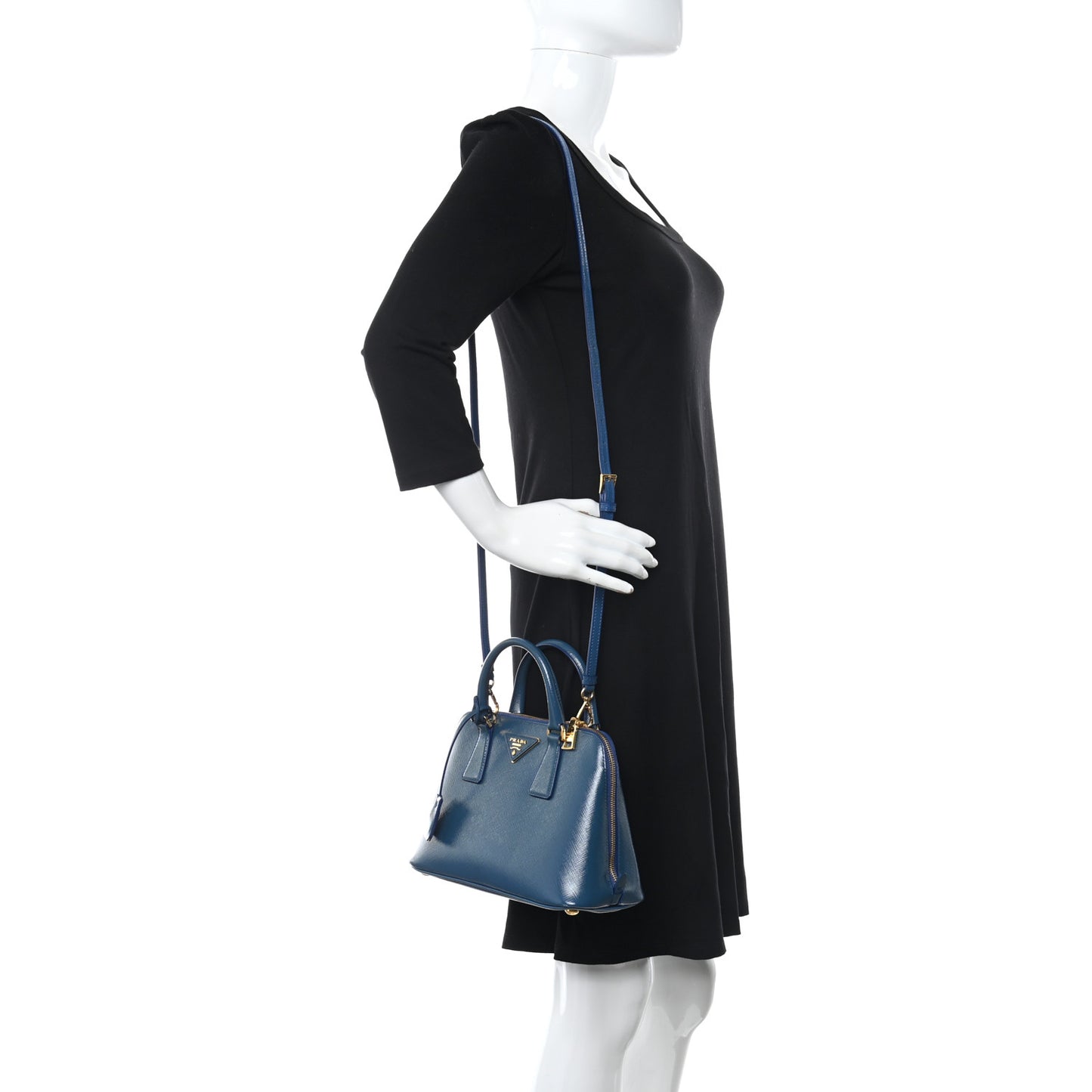 Saffiano Vernice Small Promenade Tote Azzurro