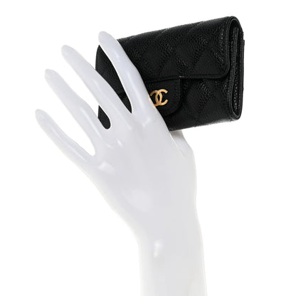 Chanel Caviar Quilted Flap Card Holder Wallet Black 2 of 9