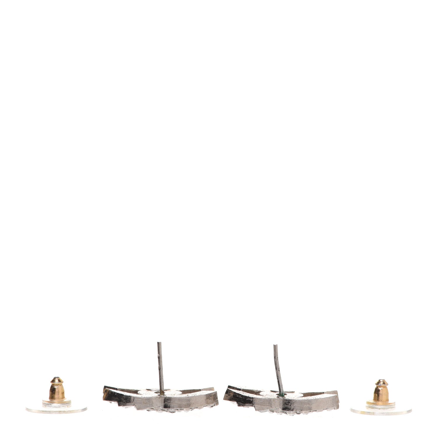 Chanel Baguette Crystal CC Earrings Silver 3 of 5