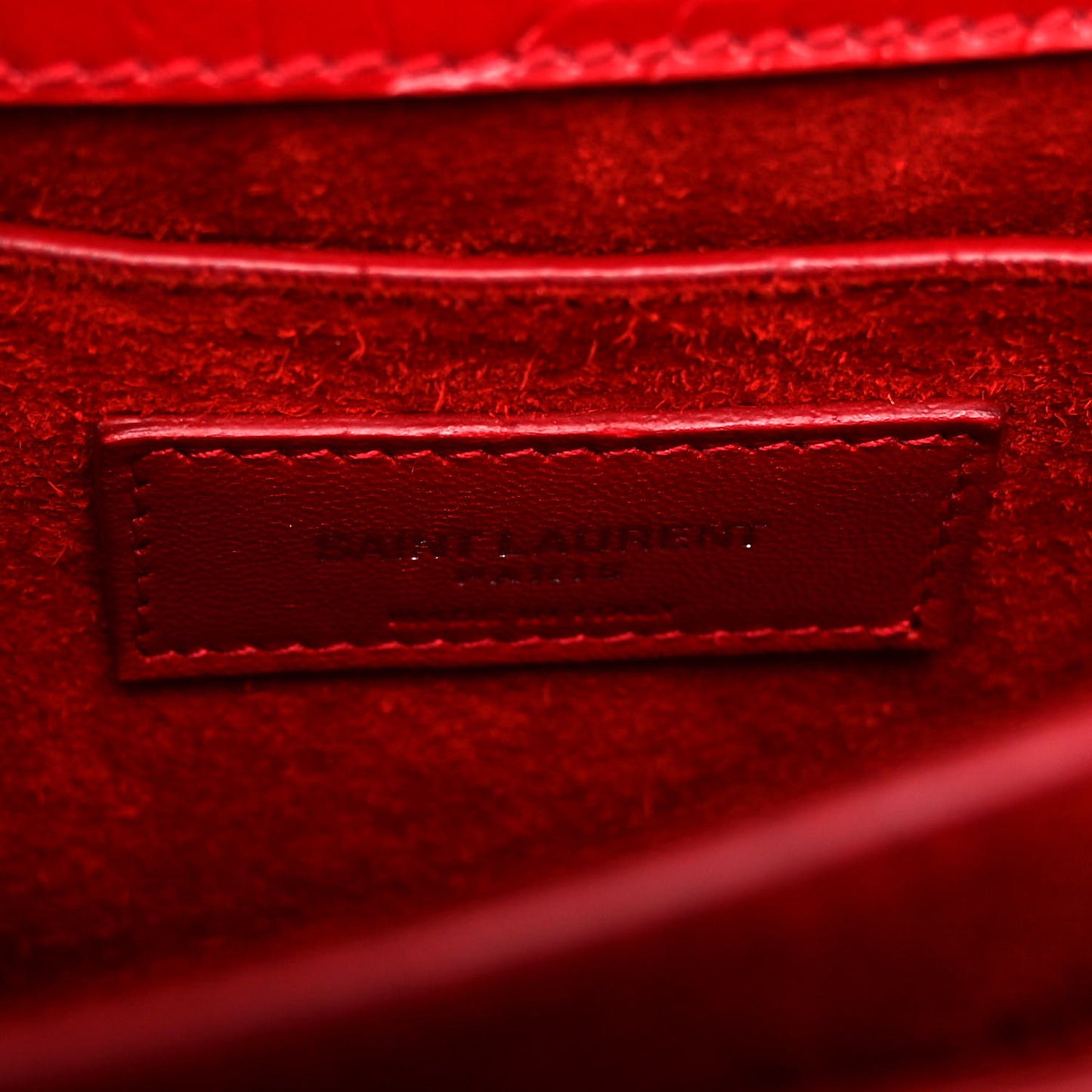 Calfskin Crocodile Embossed Medium Monogram Sunset Rouge Eros